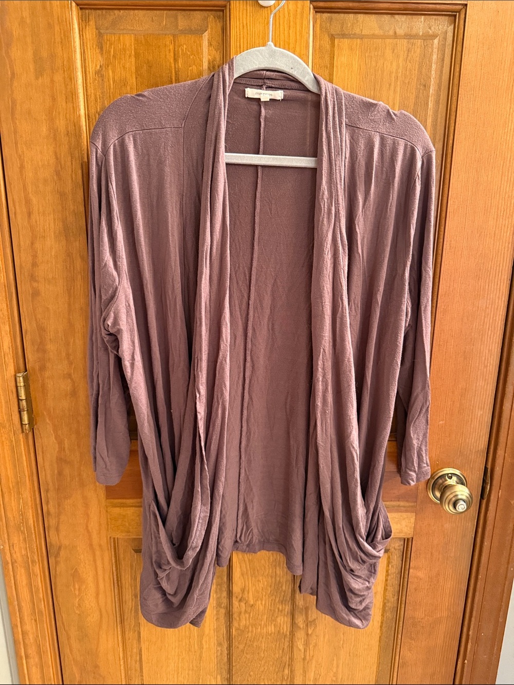 Maurices Draped Open-Front Cardigan in Dusty Mauve
